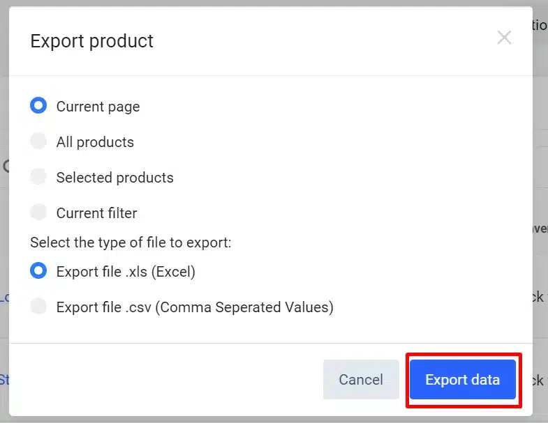 Select Export Data