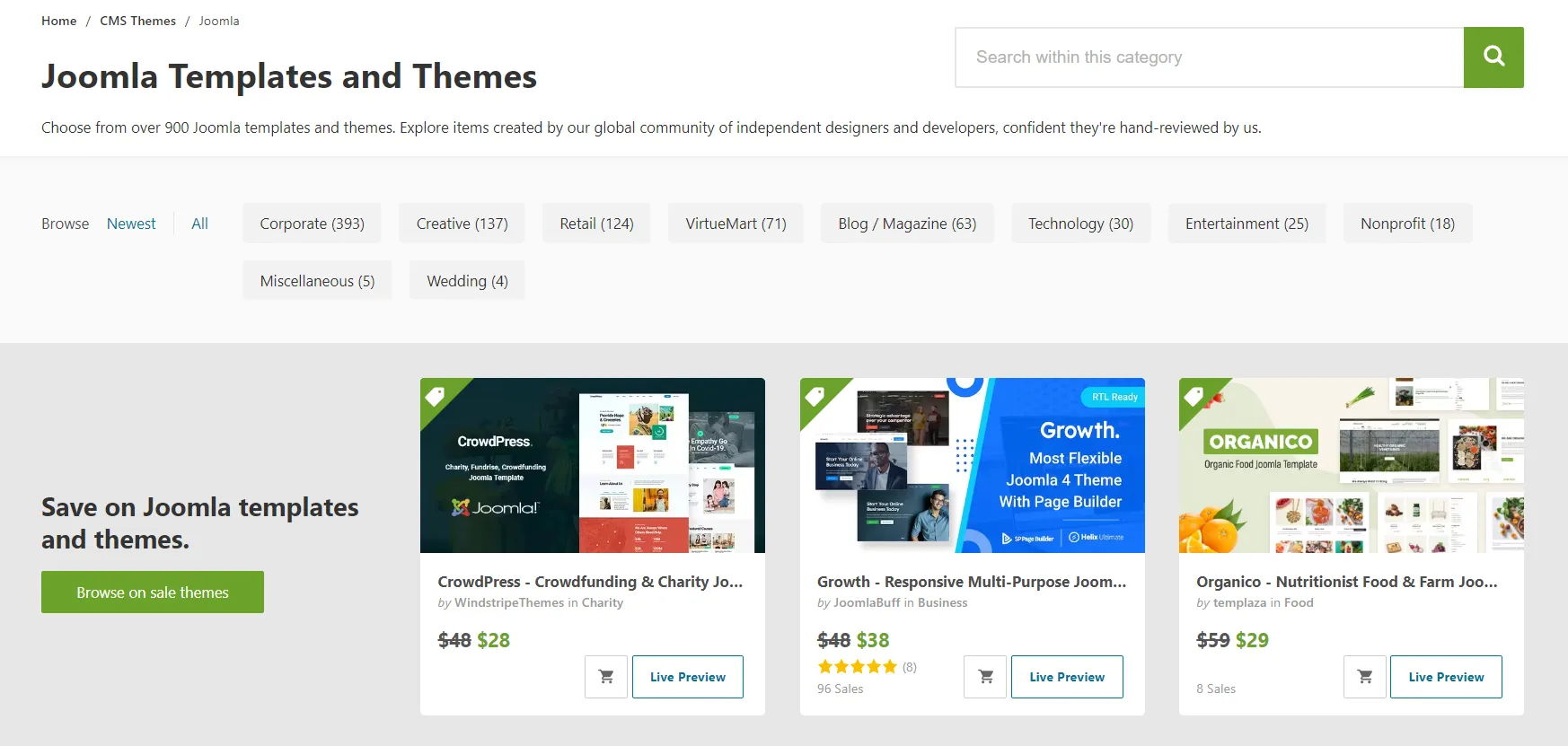 Joomla themes on Themeforest