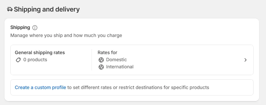 Click Shopify general shipping rates