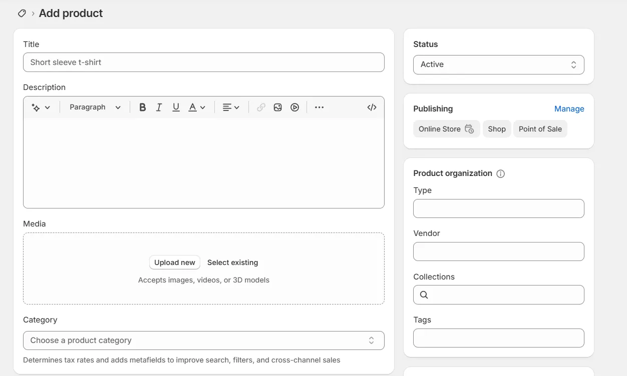 Step 5.2: Fill in basic Shopify product information