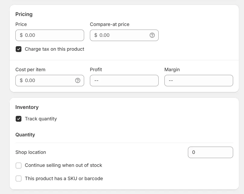 Set Shopify product pricing and inventory