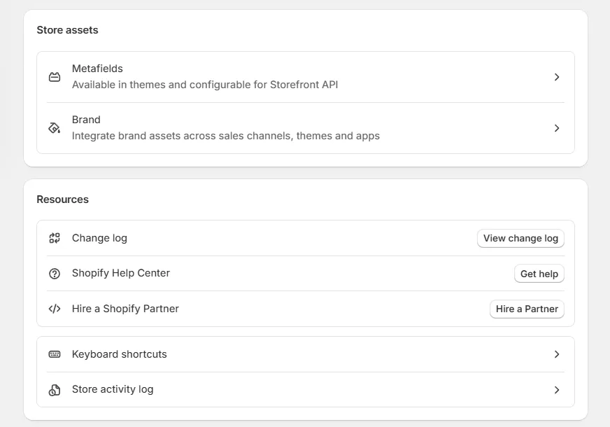 Configure Shopify store assets
