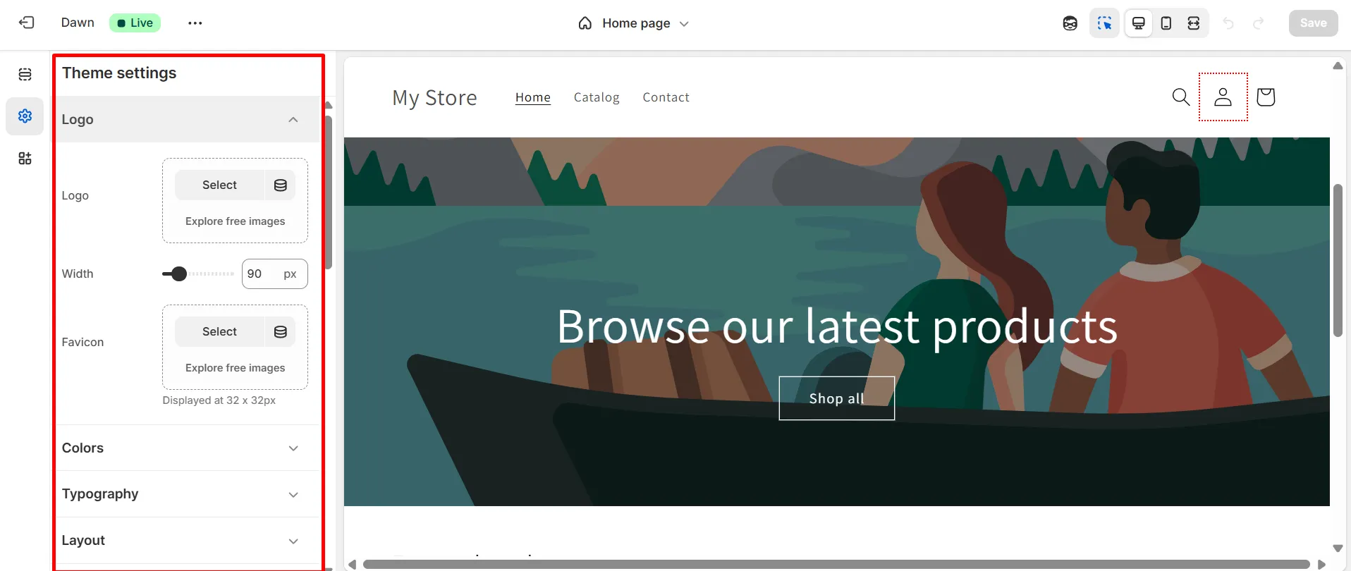 Shopify theme settings