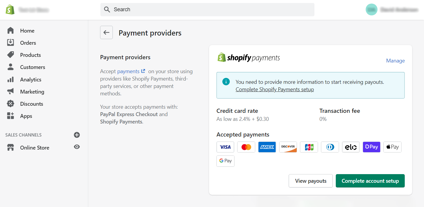 configure shopify payments