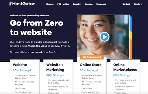 HostGator is the cheapest website builder