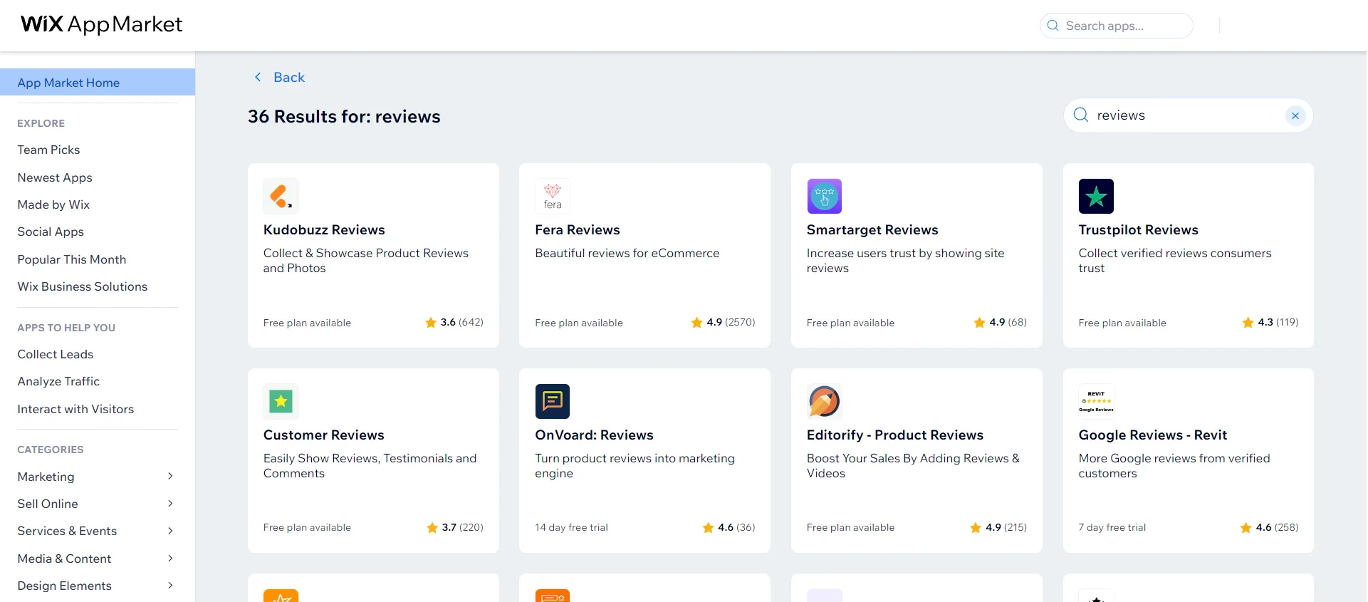 Some recommended review apps in Wix