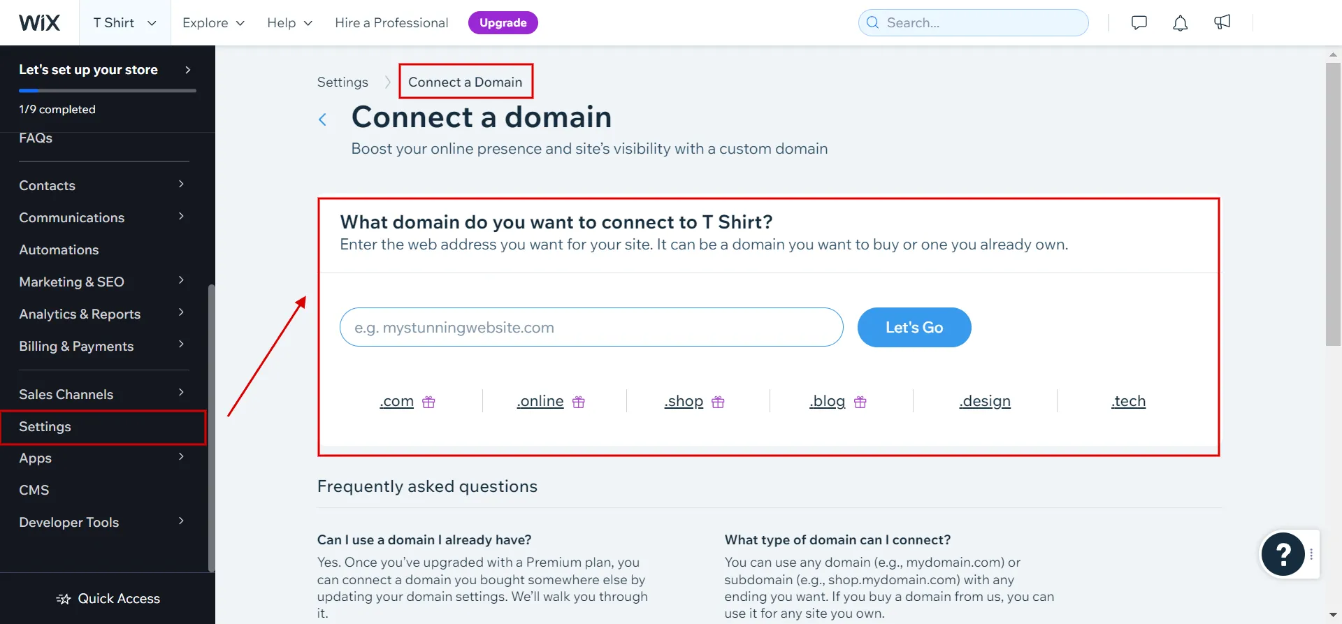 Connect your domain to Wix