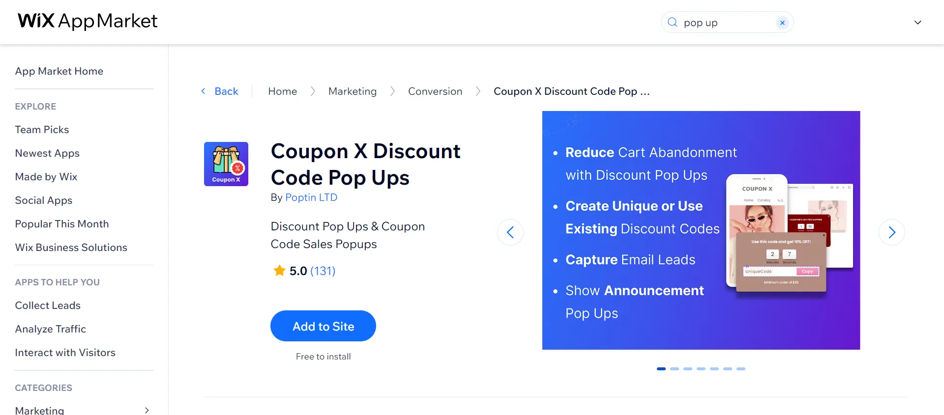 Coupon X Discount Code Pop Ups