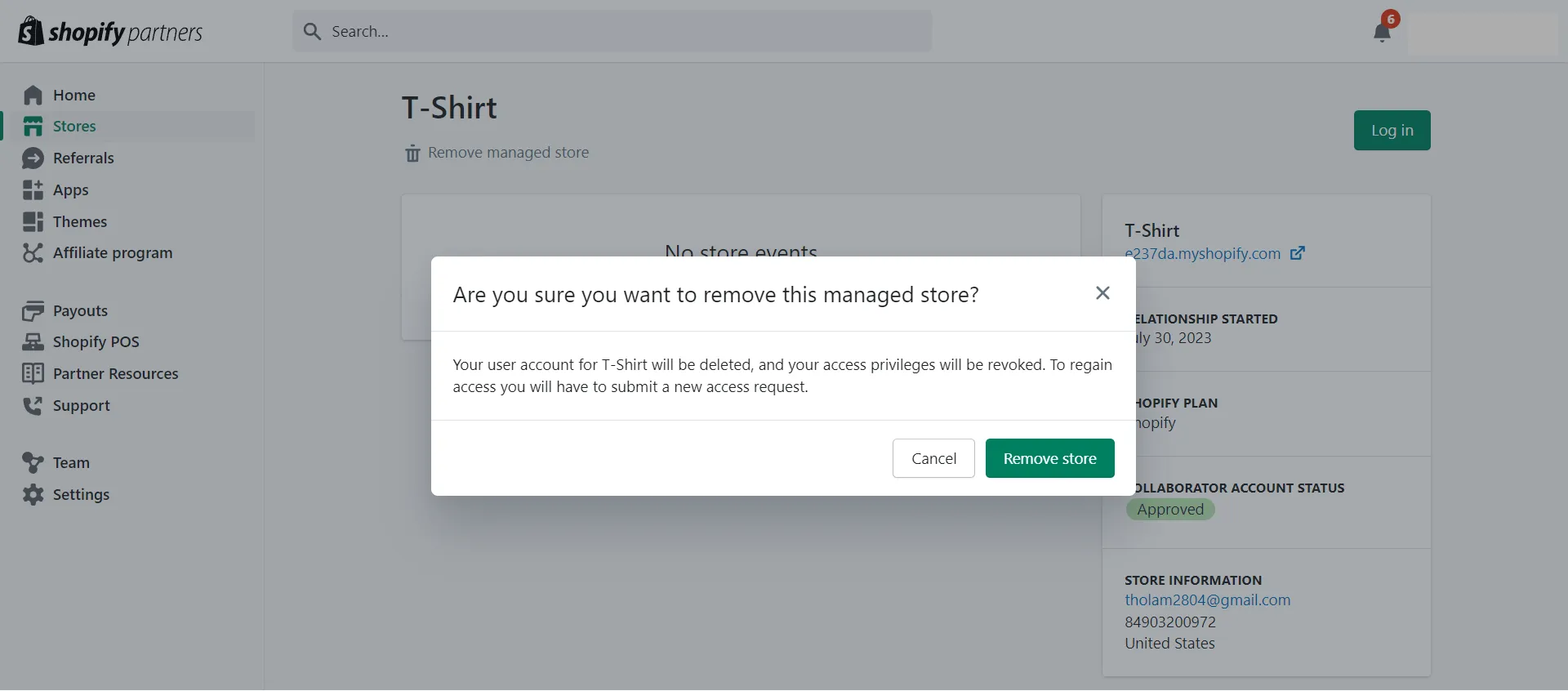 How to remove a collaborator on Shopify Partners