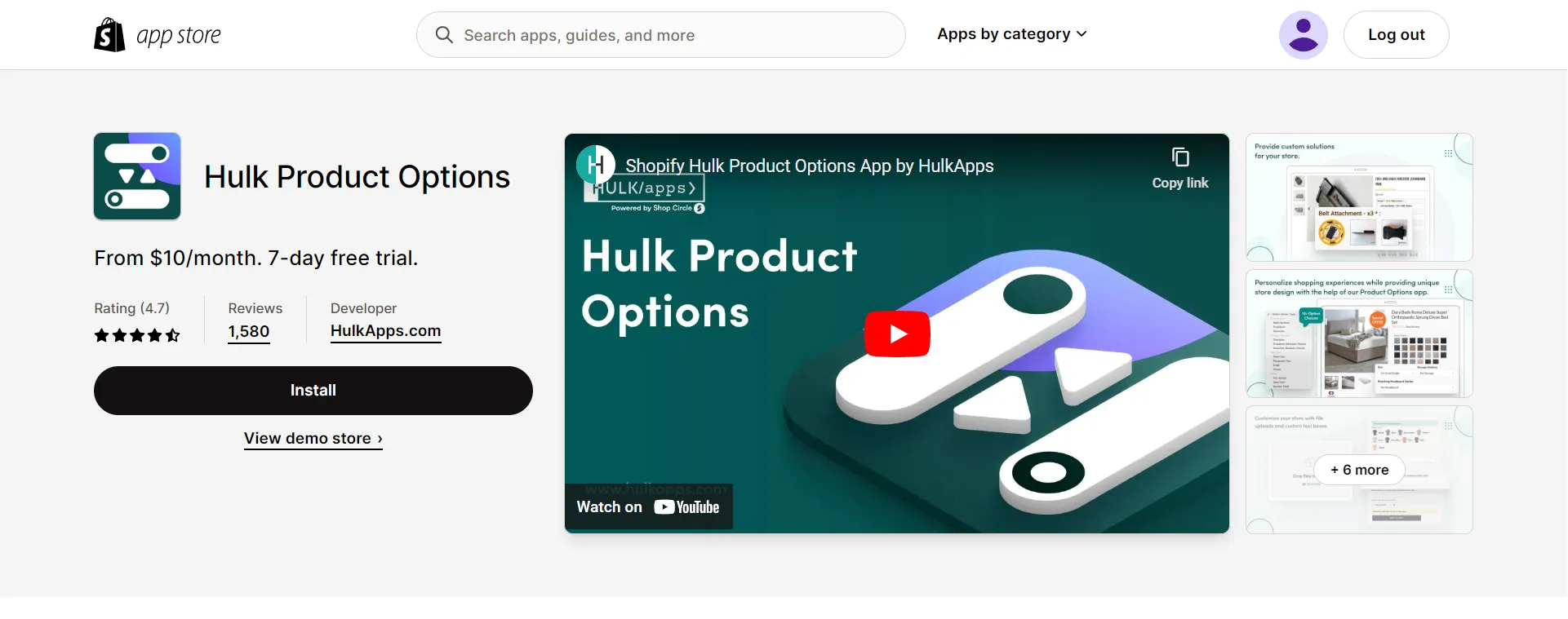 Hulk Product Options