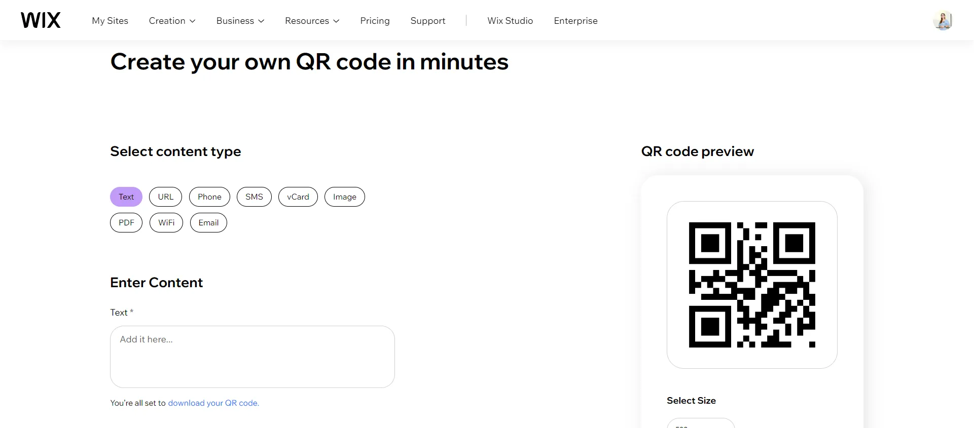 How to get a QR code for Wix website by Wix free QR code generator