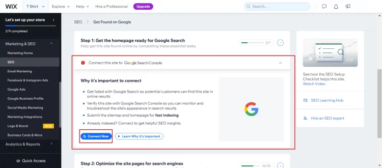 Connect to Google Search Console