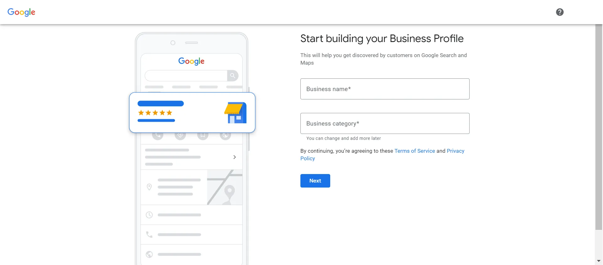 Set up a Google business account