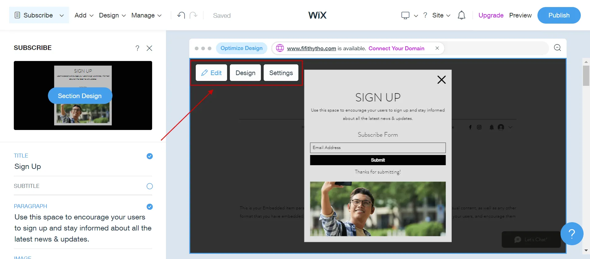 How to edit pop up on Wix
