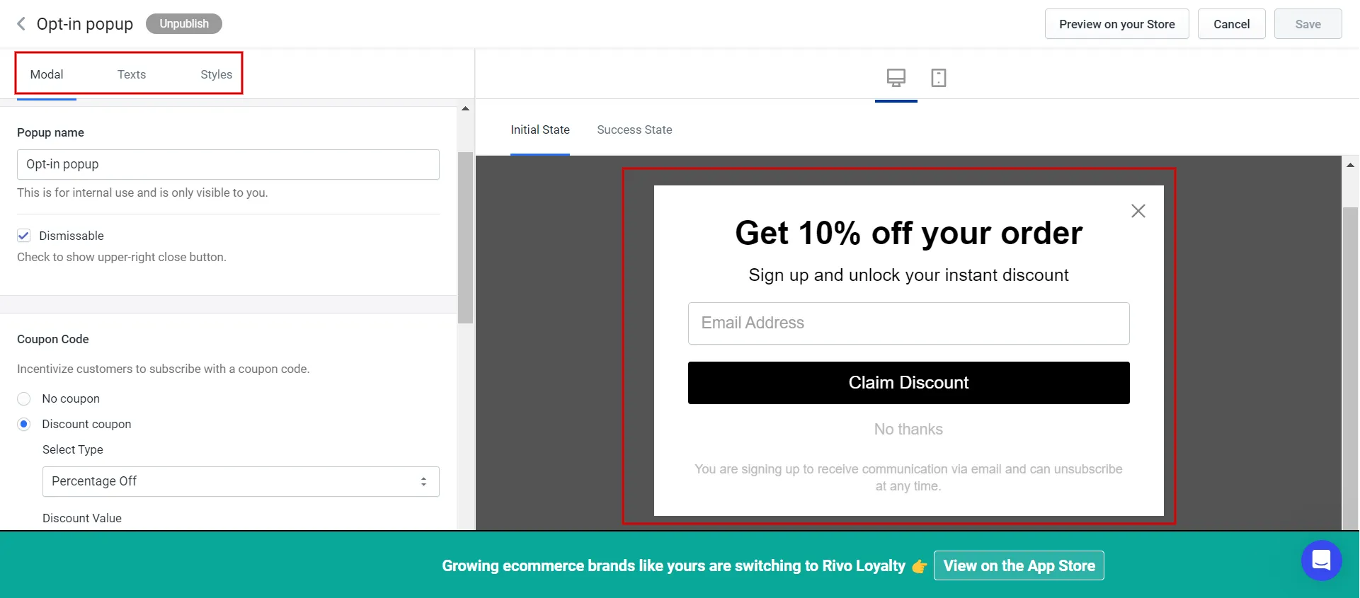 How to edit email pop-up on Shopify