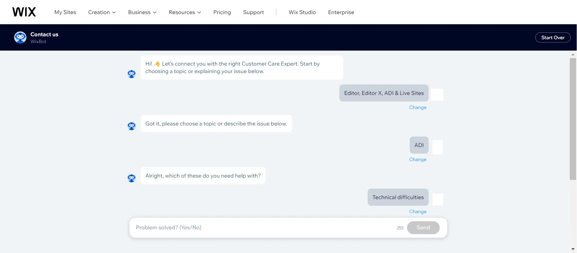 How to contact Wix ChatBot