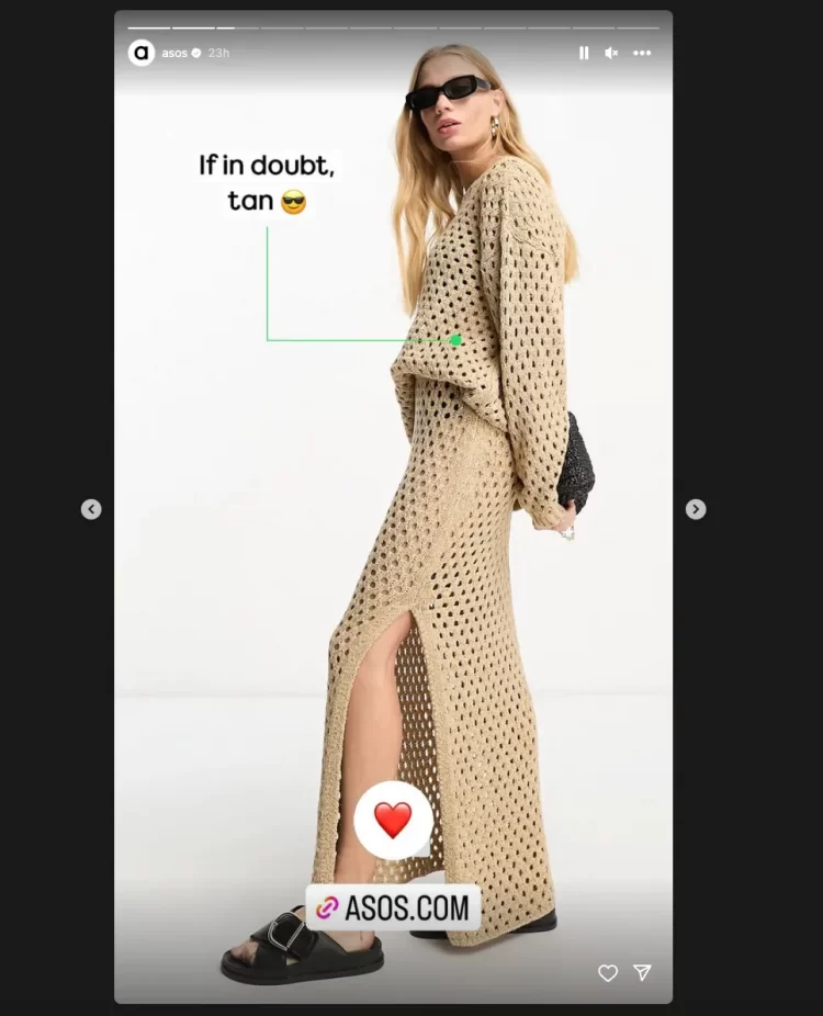 Instagram shoppable story example.