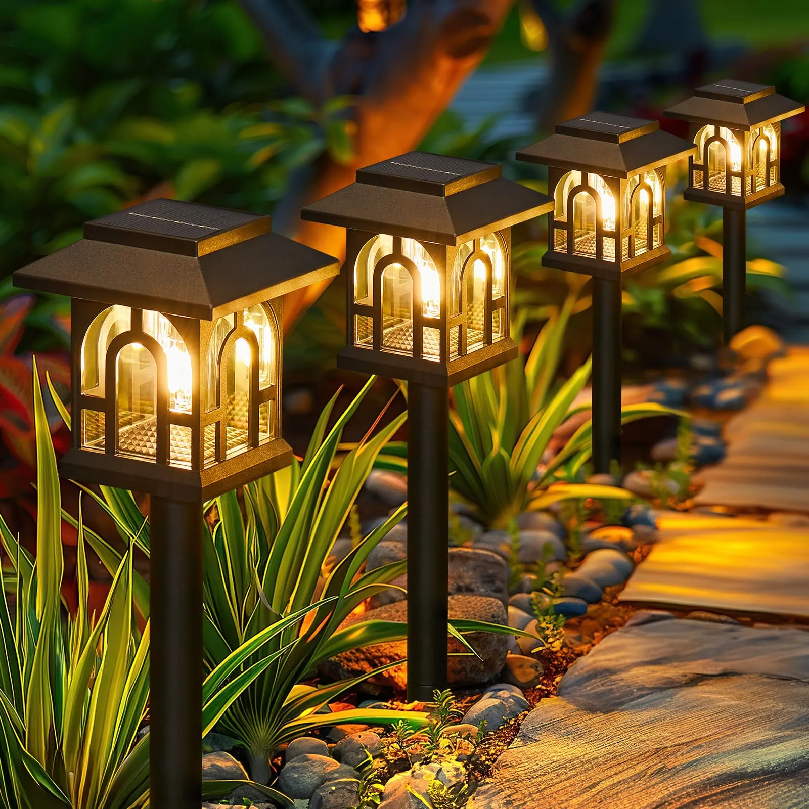 Solar-powered garden lights