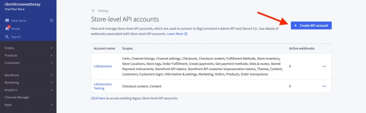 Create BigCommerce API