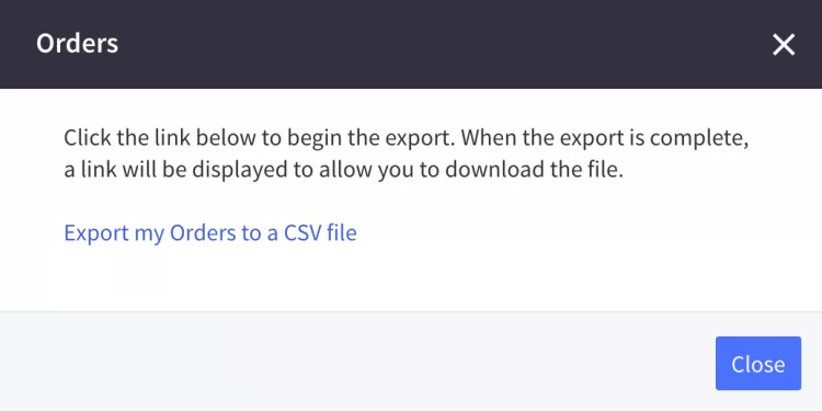Export Orders to CSV file