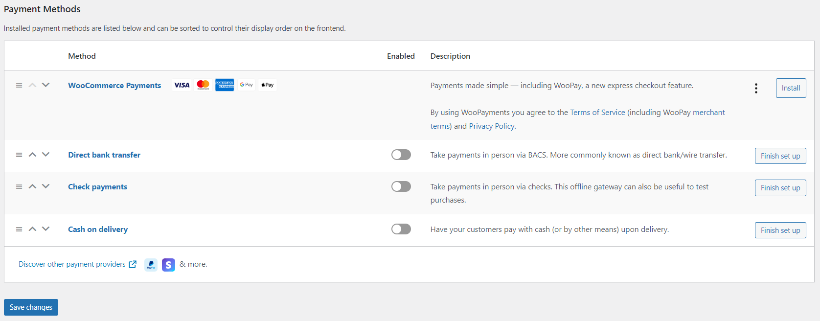 Payment settings in WooCommerce tutorial