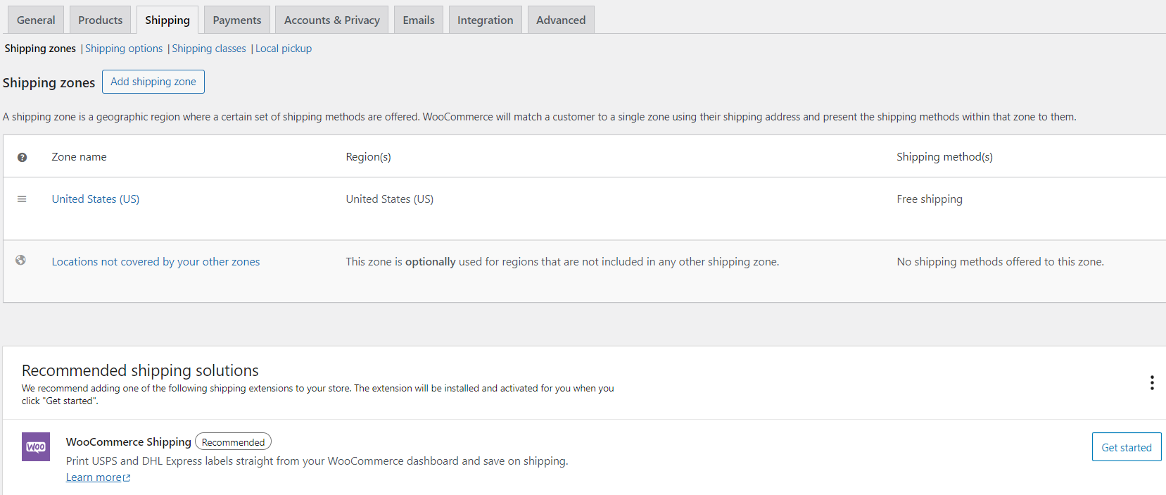 Shipping settings in WooCommerce tutorial