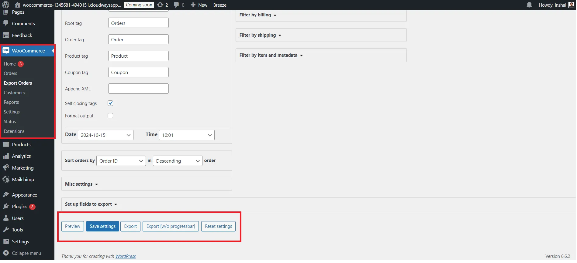 Step 3: Generate your WooCommerce export orders file