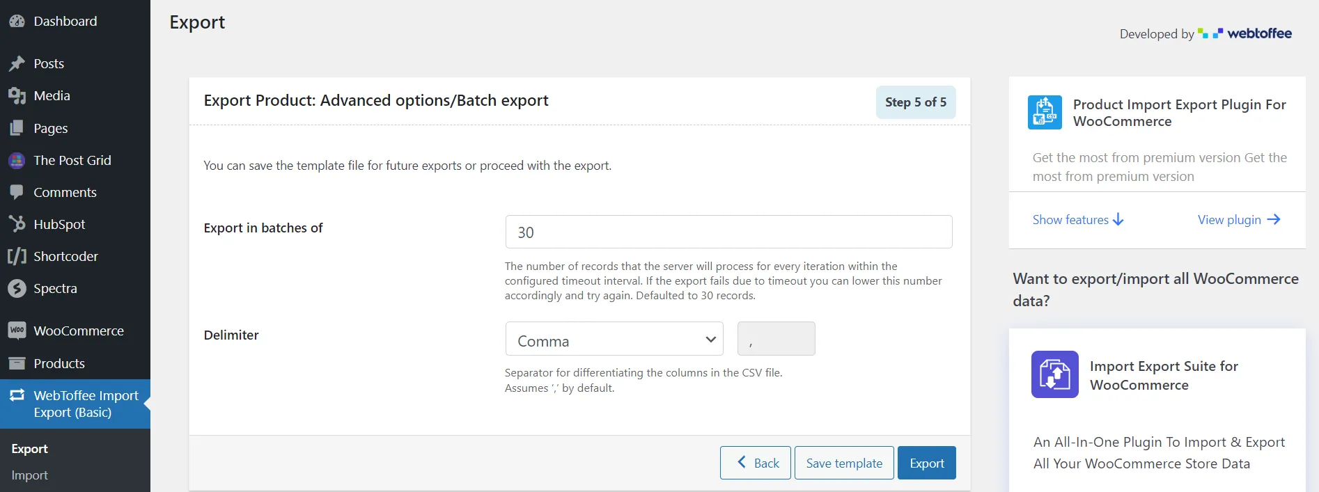 Export WooCommerce products to CSV