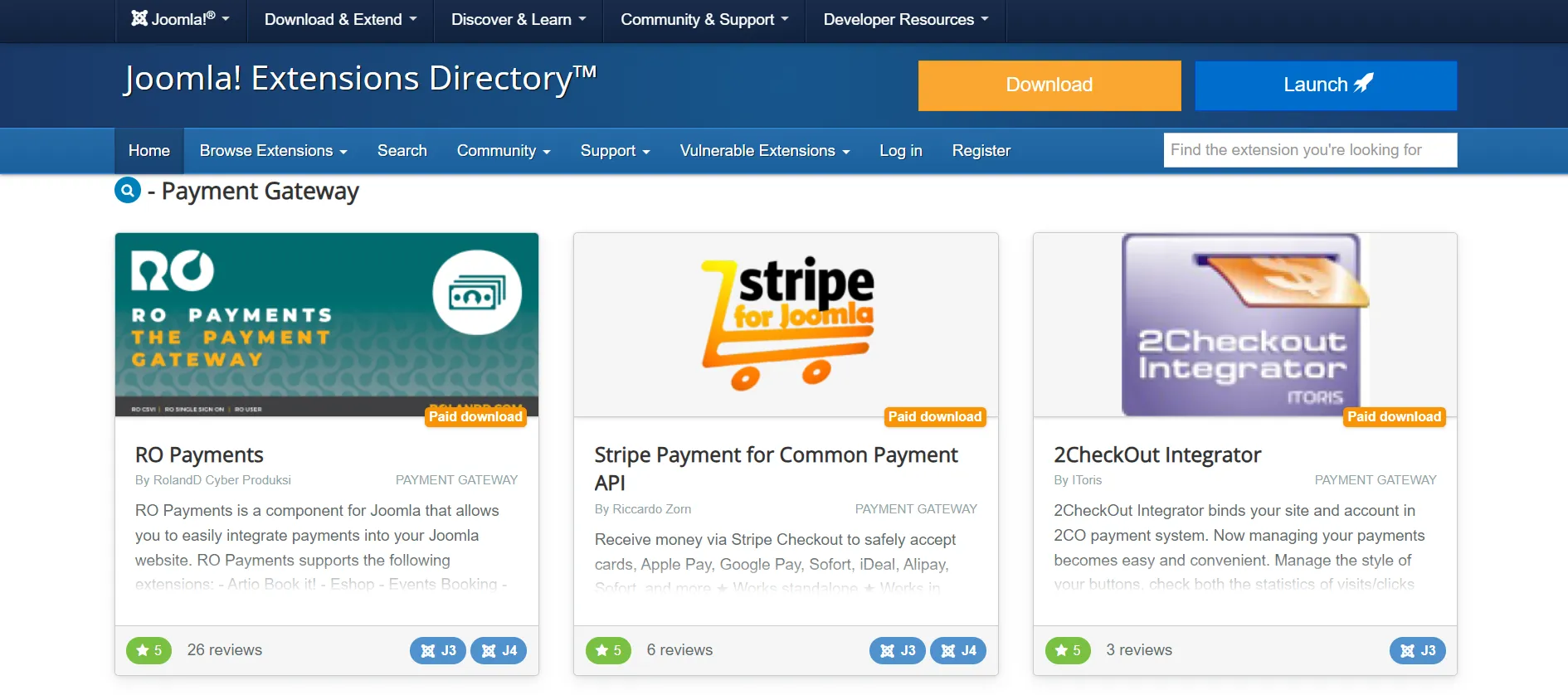 Joomla payment gateways