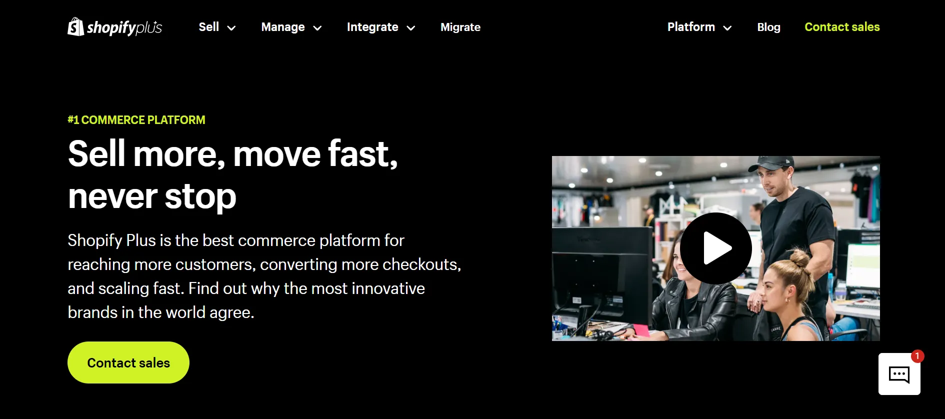 Shopify Plus homepage