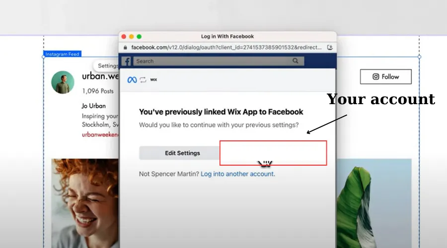 Select the Facebook account you want to connect