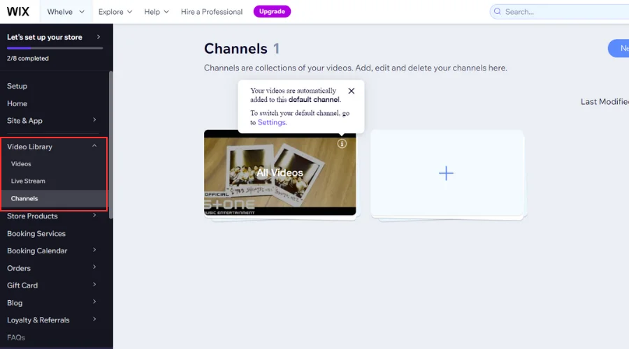 Click the Channels tab in the Video Library