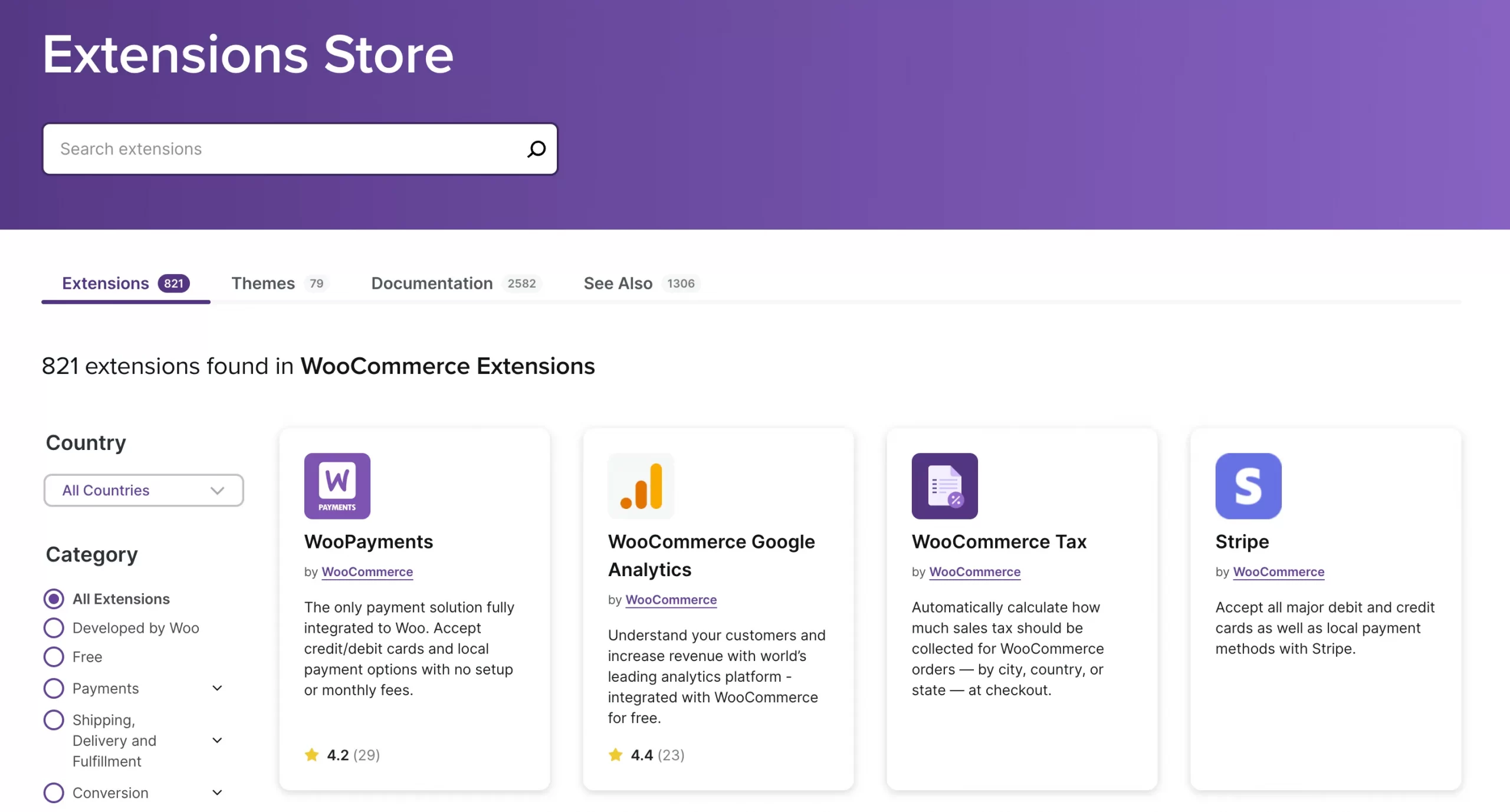 WooCommerce extensions store