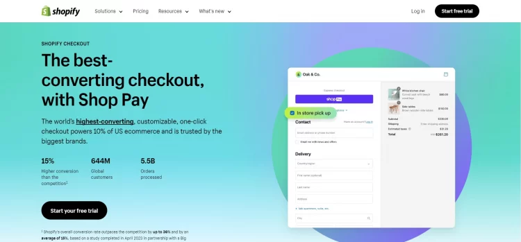 Shopify-one page checkout homepage