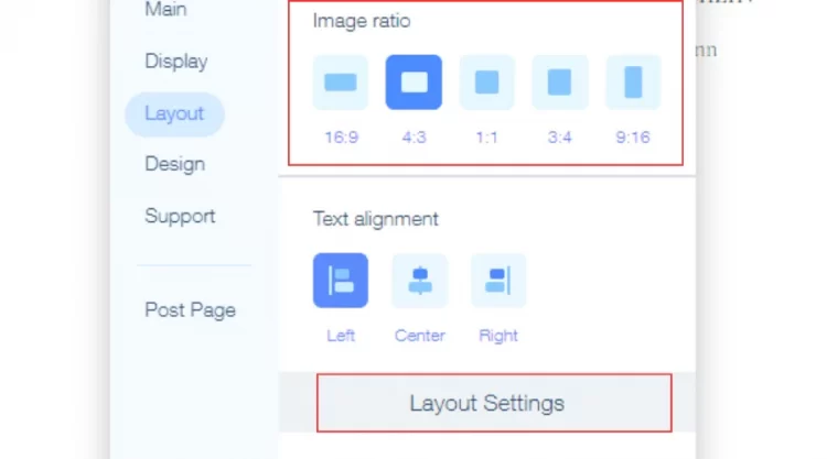 Modify Image Ratio and Layout Settings