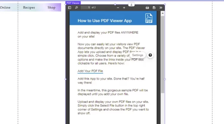 PDF Viewer display on Wix Editor