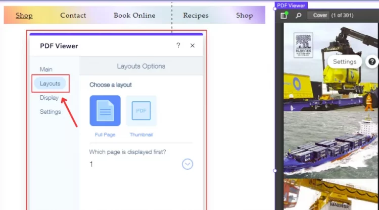 Click Layouts button to open Layouts Options