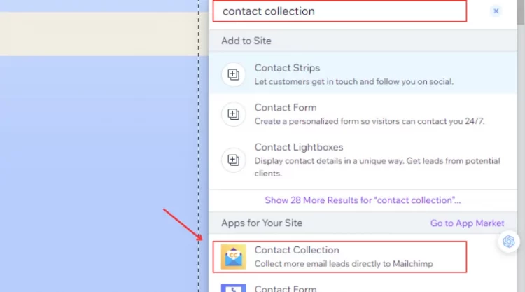 Type Contact Collection in Search box
