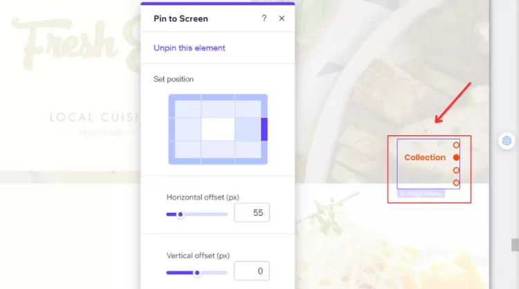 Double-click your relevant anchor design to open Pin to Screen tab