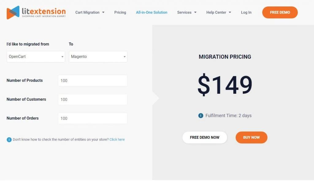 litextension migration pricing calculator