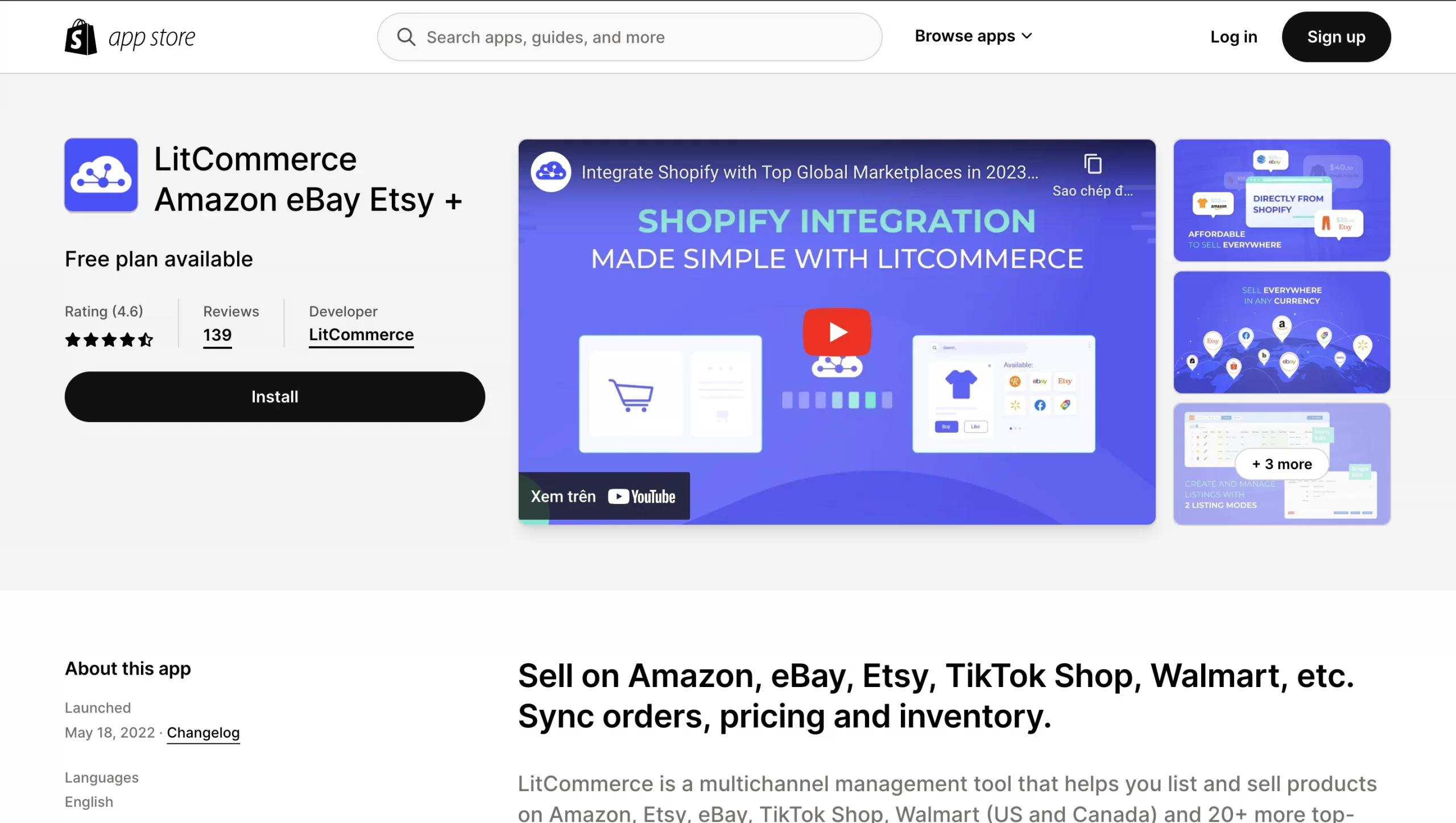 LitCommerce Shopify eBay app