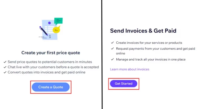 Wix Invoices and Price Quote on Ascend by Wix
