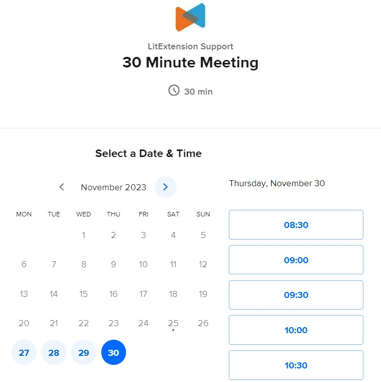 schedule a meeting with LitExtension