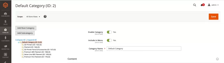 Magento catalog management