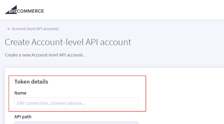 Create account-level API account on BigCommerce 