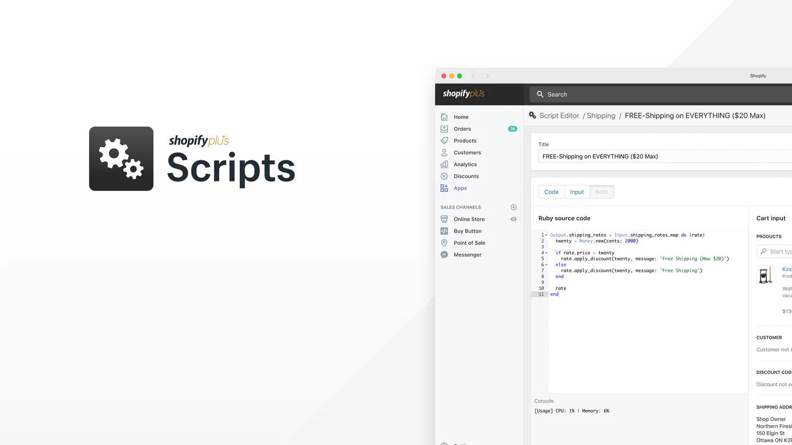 Shopify Plus Script Editor