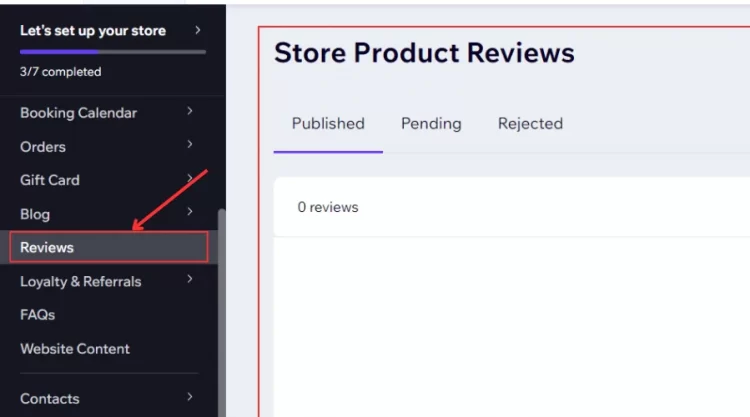 Click Reviews on the left bar
