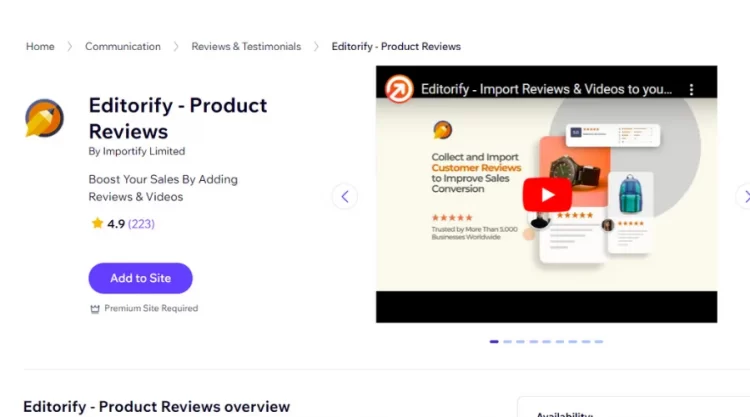 Editorify - Product Reviews app on Wix App Market