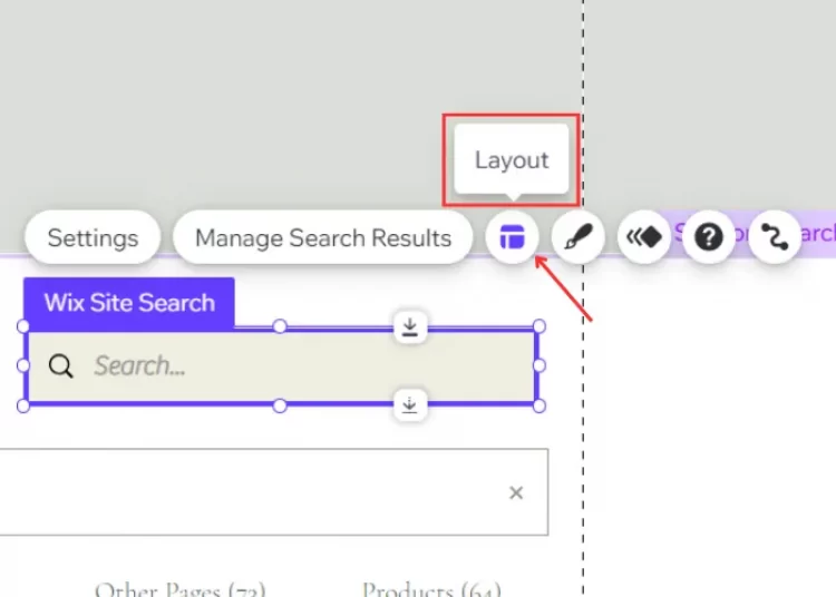 Click Wix Site Search bar and select Layout icon