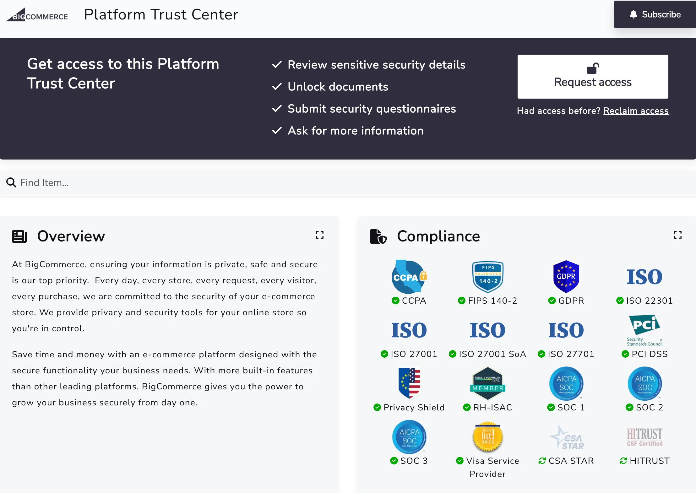 BigCommerce Platform Trust Center